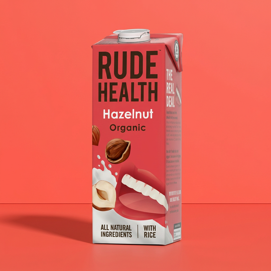 Rude Health hazelnut with rice drink 1L organic UHT