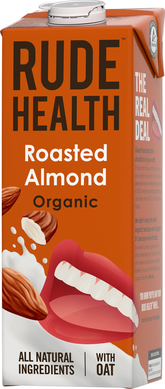Rude Health roasted almond with oat drink 1L organic UHT
